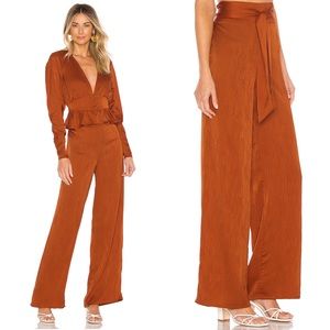 HOUSE OF HARLOW Silky Lounge Pants with Wrap Tie